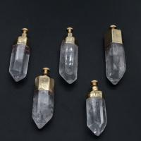 Quartz Gemstone Pendants, Brass, with Clear Quartz, Polygon, clear, 65x20x20mm, Sold By PC