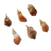 Quartz Gemstone Pendants, Brass, with Quartz, irregular, mixed colors, 50x35x7mm, Sold By PC