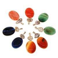Agate Κοσμήματα Μενταγιόν, Ορείχαλκος, με Agate, Ωοειδής, περισσότερα χρώματα για την επιλογή, 40x12x12mm, Sold Με PC