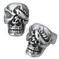 Stainless Steel Slide Charm, Skull, blacken, 12x16x17mm, Hole:Approx 8.5mm, 10PCs/Lot, Sold By Lot
