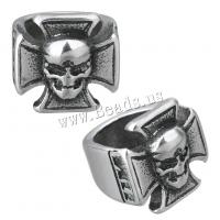 Stainless Steel Slide Charm, Skull, gold color plated, blacken, 12x11.50x13mm, 10PCs/Lot, Sold By Lot
