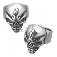 Stainless Steel Slide Charm, Skull, blacken, 11x12x13.50mm, Hole:Approx 8.5mm, 10PCs/Lot, Sold By Lot