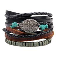 PU Leather Cord Bracelets Zinc Alloy with Linen & PU Leather handmade & Unisex nickel lead & cadmium free 17-18cm 6cm Sold By Set