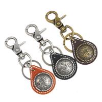 Tibetan Style Key Clasp, with PU Leather, for man, more colors for choice, nickel, lead & cadmium free, 110x30mm, Sold By PC