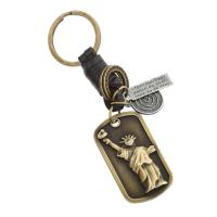 Zinklegierung Schlüssel Verschluss, mit PU Leder, für den Menschen, braun, frei von Nickel, Blei & Kadmium, 110x30mm, verkauft von PC