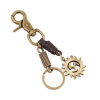 Tibetan Style Key Clasp, with PU Leather, for man, nickel, lead & cadmium free, 130x30mm, Sold By PC