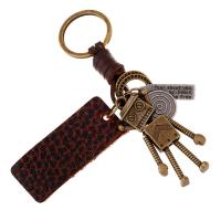 Tibetan Style Key Clasp, with PU Leather, for man, nickel, lead & cadmium free, 130x30mm, Sold By PC
