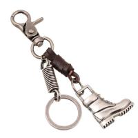 Tibetan Style Key Clasp, with PU Leather, for man, nickel, lead & cadmium free, 160x30mm, Sold By PC