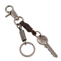 Tibetan Style Key Clasp, with PU Leather, for man, nickel, lead & cadmium free, 160x30mm, Sold By PC