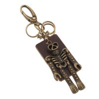 Tibetan Style Key Clasp, with PU Leather, for man, nickel, lead & cadmium free, 150x30mm, Sold By PC