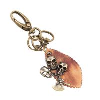 Tibetan Style Key Clasp, with PU Leather, for man, nickel, lead & cadmium free, 130x20mm, Sold By PC