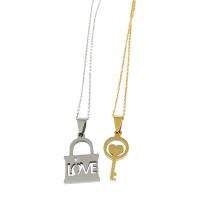 Titanium Steel Pendants Lock and Key polished Unisex & for couple mixed colors Sold By PC