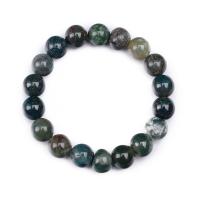 Agate Jewelry Bracelet, Moss Agate, Round, Unisex & radiation protection, blue, Length:19 cm, Sold By PC