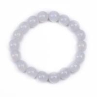 Agate Jewelry Bracelet, Round, Unisex & anti-fatigue, white, Length:19 cm, Sold By PC