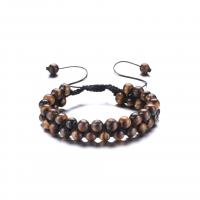 Gemstone Woven Ball Bracelets, Tiger Eye, with Labradorite, Round, Unisex & anti-fatigue, more colors for choice, 8mm, Length:19 cm, Sold By PC