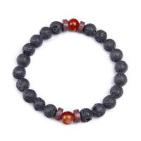 Natural Lava Beads & Gemstone Bracelets with Wood Spacer Beads Unisex & radiation protection 8mm cm Sold By PC