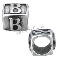 Stainless Steel Large Hole Beads, Cube, with letter pattern & blacken, 12x11x10mm, Hole:Approx 8mm, 10PCs/Lot, Sold By Lot