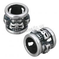 Stainless Steel Large Hole Beads, Skull, blacken, 14x13x14mm, Hole:Approx 8.5mm, 10PCs/Lot, Sold By Lot