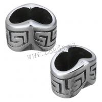 Stainless Steel Spacer Beads, Heart, double-hole & blacken, 12.50x10x9mm, Hole:Approx 10x4mm, 10PCs/Lot, Sold By Lot