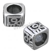 Stainless Steel Large Hole Beads, Cube, blacken, 10x8x10mm, Hole:Approx 6.5mm, 10PCs/Lot, Sold By Lot