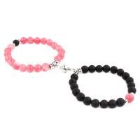 Gemstone Bracelets with zinc alloy bead with magnetic 8mm Length Approx 7.48 Inch Sold By Lot