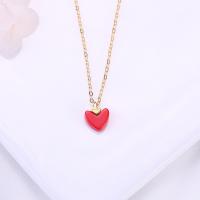 Coral Necklace, 925 Sterling Silver, with 1.96 lnch extender chain, Heart, plated, for woman, more colors for choice, 8x7mm, Length:Approx 15.75 Inch, Sold By PC