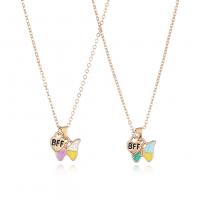 Zinklegierung Halskette, Schmetterling, 2 Stück & für Kinder & Emaille, gemischte Farben, 13x11mm, Länge:44.5 cm, verkauft von setzen