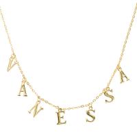 Lo zinco in lega gioielli collana, lega in zinco, Lettera alfabeto, per la donna, dorato, Lunghezza 50 cm, Venduto da PC