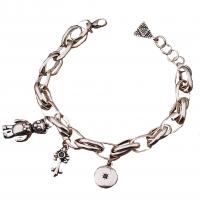 Bracelets en laiton, Placage de couleur argentée, pour femme & avec strass, 12x22mm, Longueur:Environ 8.27 pouce, Vendu par PC