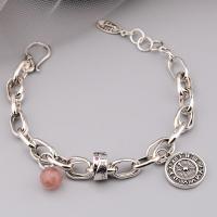 Brass Bracelet & Bangle with Strawberry Quartz silver color plated for woman 15mm Length Approx 8.27 Inch Sold By PC