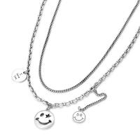 Ожерелья из латуни, Латунь, плакирован серебром, Двойной слой & Винтаж & разные стили для выбора & Женский, 18mm, длина:Приблизительно 19.68 дюймовый, продается PC
