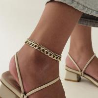 Zinc Alloy Anklet with 1.96 lnch extender chain plated Double Layer & with rhinestone Sold By PC