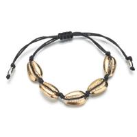 Tibetan Style Bracelet, with Wax Cord, Shell, plated, Adjustable, more colors for choice, Length:Approx 12-28 cm, Sold By PC