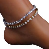 Zinc Alloy Anklet with 1.96 lnch extender chain plated with rhinestone Length Approx 8.66 Inch Sold By PC