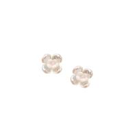 Resin Earring Flower fashion jewelry & for woman white 10mm Sold By Pair