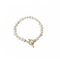Freshwater Kulturperler Pearl Bracelet, Messing, med Plastic Pearl, mode smykker & for kvinde, nikkel, bly & cadmium fri, 185x7mm, Solgt af Strand