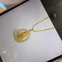 Cubic Zircon Micro Pave Brass Necklace, fashion jewelry & micro pave cubic zirconia, golden, Sold By PC