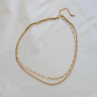 Collier de bijoux en alliage de zinc, avec 1.96 lnch chaînes de rallonge, Placage, Double couche & pour femme, plus de couleurs à choisir, Longueur:Environ 17.72 pouce, Vendu par PC