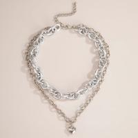 Mode-Multi-Layer-Halskette, Zinklegierung, mit Verlängerungskettchen von 3.9 lnch, plattiert, Doppelschicht & für Frau, keine, 35cm,40cm, verkauft von PC