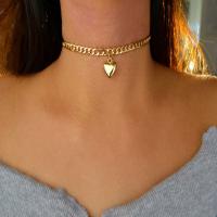 Fashion Choker Necklace Zinc Alloy Heart plated for woman Length Approx 11.81 Inch Sold By PC