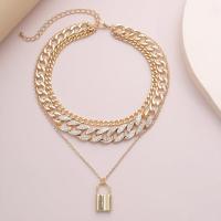 Multi Layer Necklace Zinc Alloy with 3.93 lnch extender chain plated for woman & with rhinestone & multi-strand 33cm 34cm 42cm Sold By PC