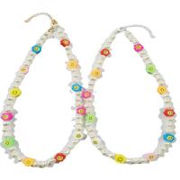 Plastik perle halskæde, Plastic Pearl, med Polymer Clay, med 1.96 lnch extender kæde, forgyldt, for kvinde, flere farver til valg, Længde Ca. 15.75 inch, Solgt af PC
