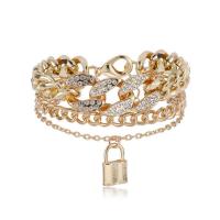 Zinc Alloy Bracelet with 1.96lnch extender chain plated for woman & with rhinestone & multi-strand Sold By PC