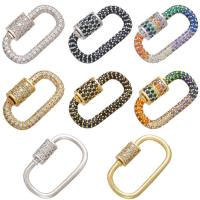 Brass Jewelry Clasps, plated, micro pave cubic zirconia, more colors for choice, 14.50x24.50mm, Sold By PC
