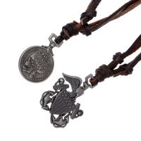PU Leather Cord Necklace, Tibetan Style, with PU Leather, Adjustable & Unisex & different styles for choice, nickel, lead & cadmium free, 65-70cm,0.4cm, Sold By PC
