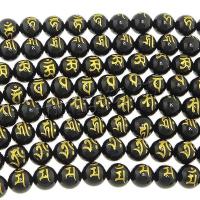 Natürliche schwarze Achat Perlen, Schwarzer Achat, rund, verschiedene Größen vorhanden, verkauft von Strang