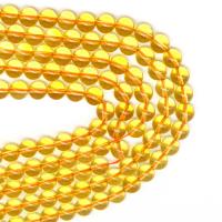 Naturlig Citrin pärlor, Rund, DIY, gul, Såld Per 38 cm Strand