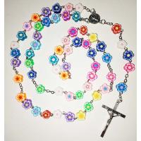 Rosary Necklace, Polymer Clay, with Brass, Unisex, multi-colored, Length:18 Inch, Sold By PC