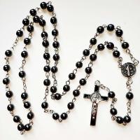 Rosary Necklace Hematite with Zinc Alloy Unisex black Length 18 Inch Sold By PC