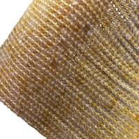 Naturlig Citrin pärlor, Rund, DIY & fasetterad, gul, 4mm, Såld Per 38 cm Strand